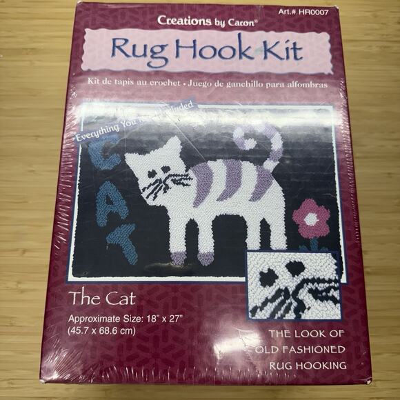 CARON CREATIONS THE CAT RUG HOOK KIT 18" X 27" OLD FASHIONED RUG HOOKING New - Picture 1 of 2